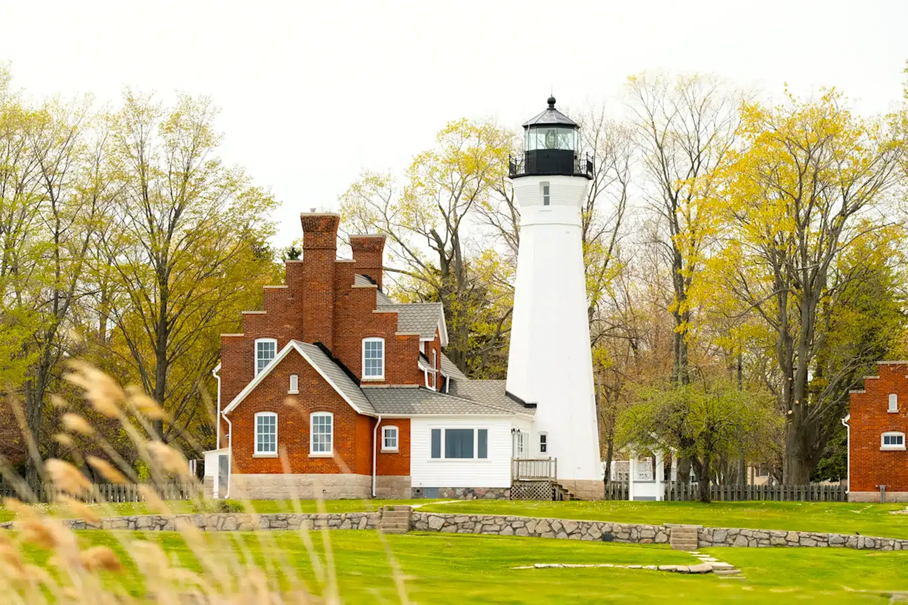 Port Sanilac lighthouse in Michigan in the fall for hdr pcitures