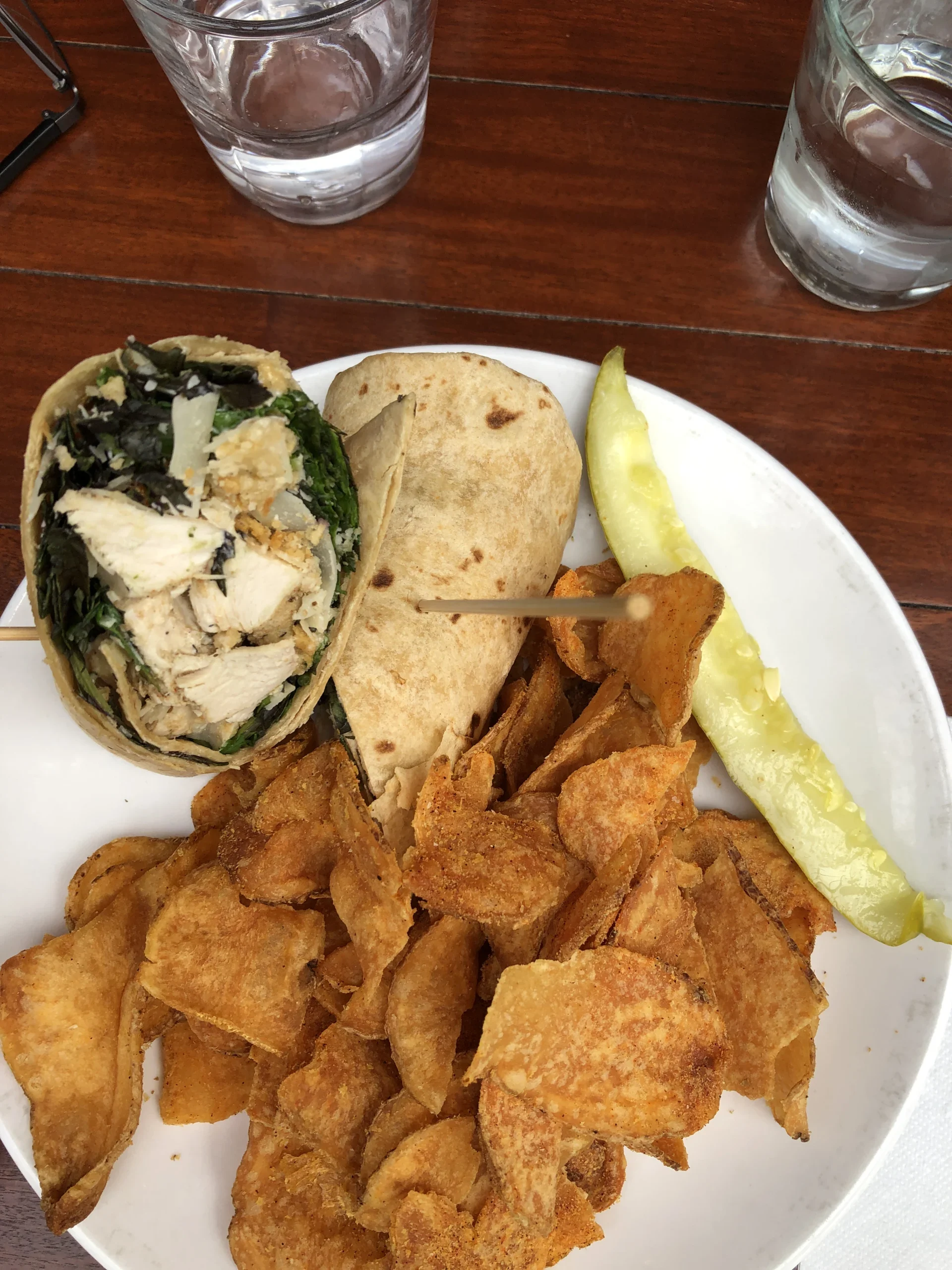 Wrap Chicken Sandwich with potato chips