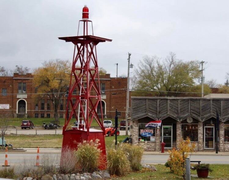 Au Sable Pierhead Light in its downtown Oscoda location