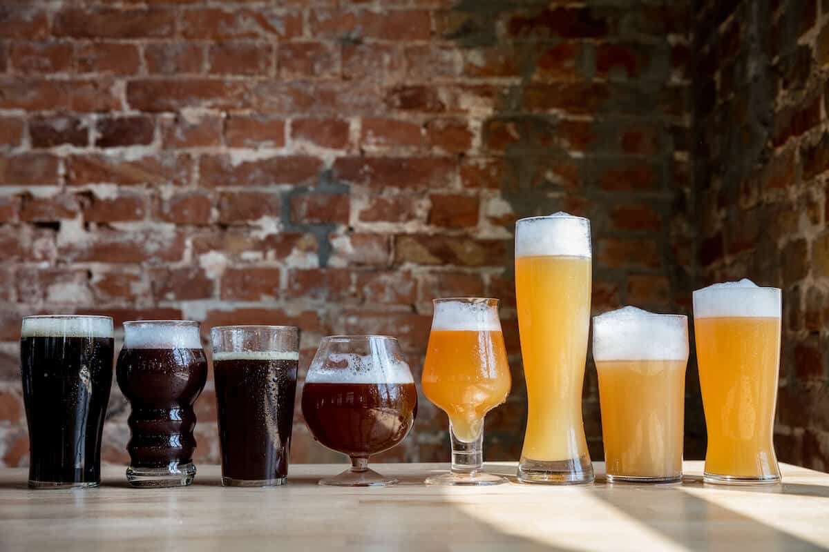 Glasses of craft beer