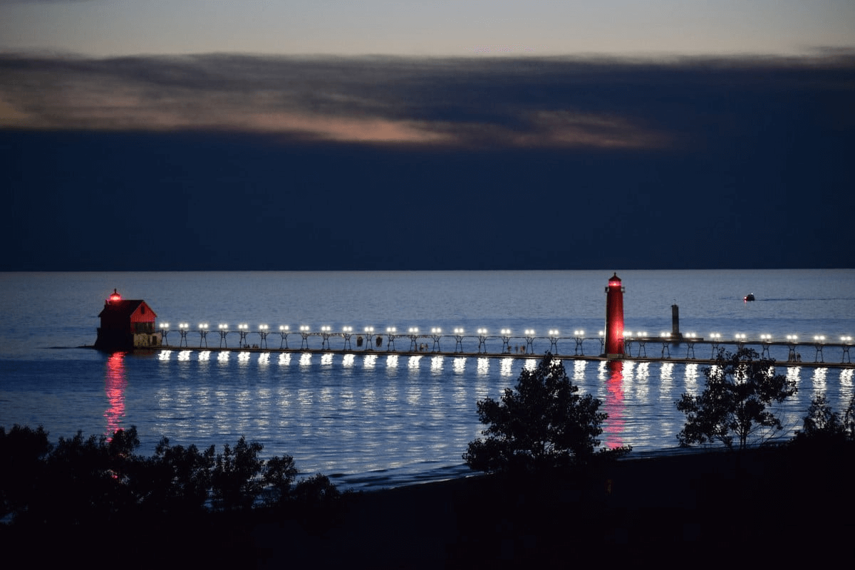 Grand Haven Lighthouse in the evening