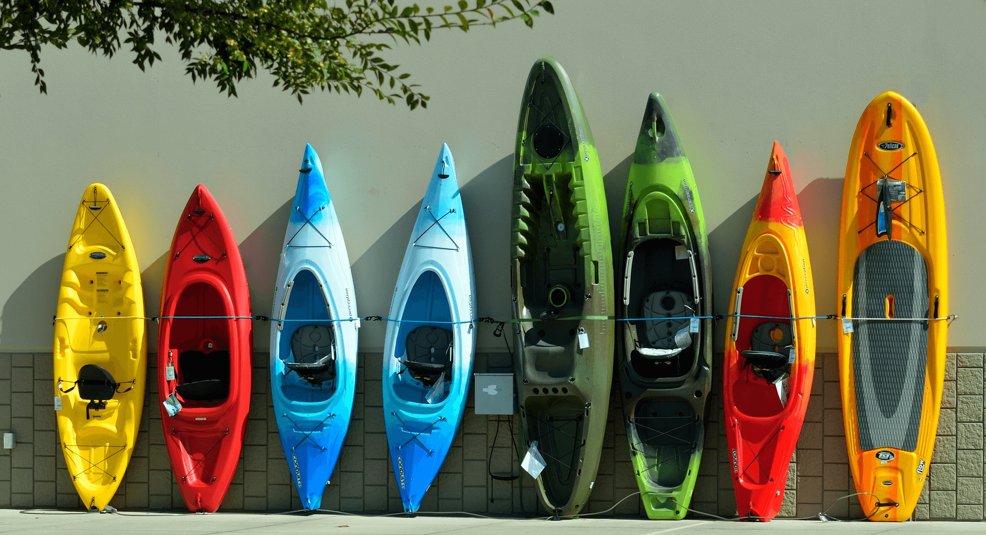 colored kayaks