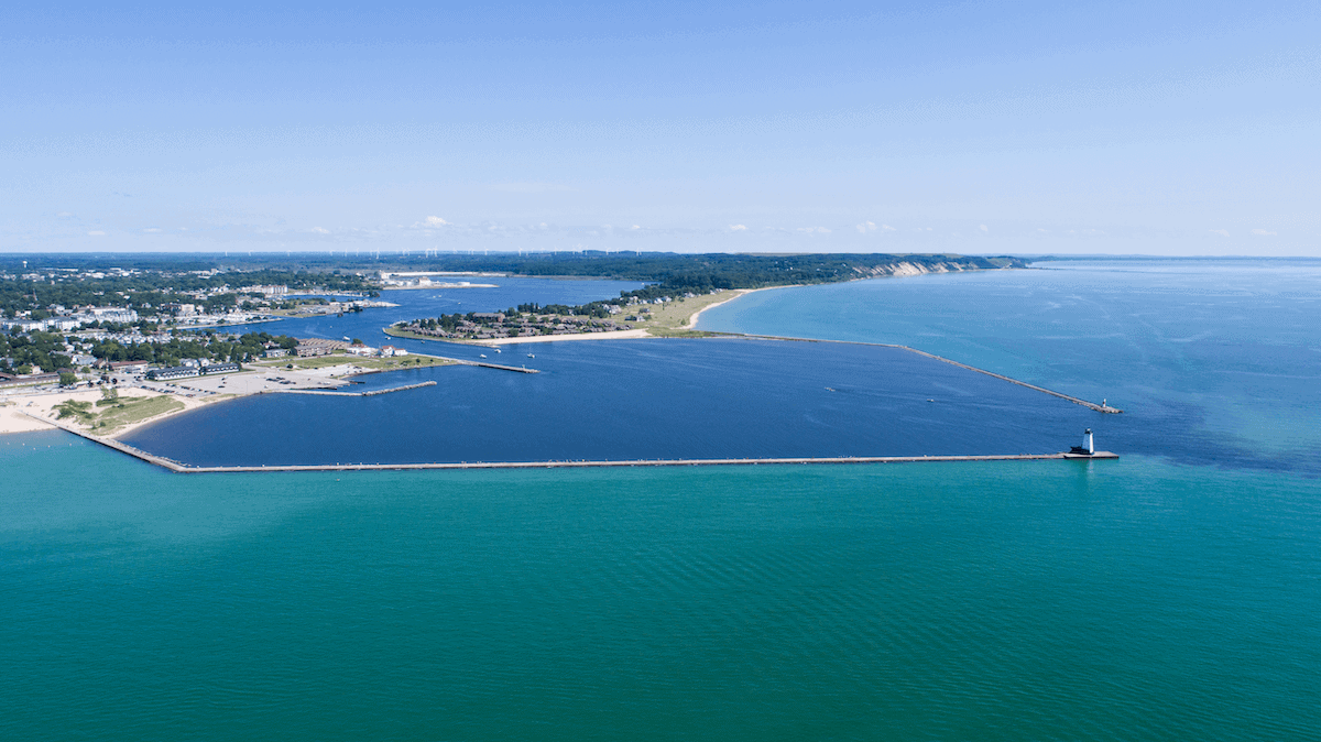 Aerial view of Ludington Harbor