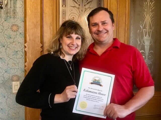 Amy and Jeff Luce of the Kalamazoo house in Kalamazoo MI with their Quality Assurance Certificate