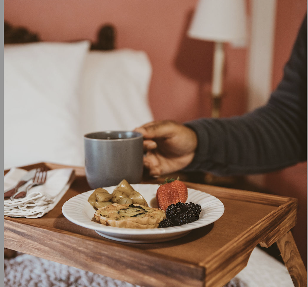 Breakfast table in bed