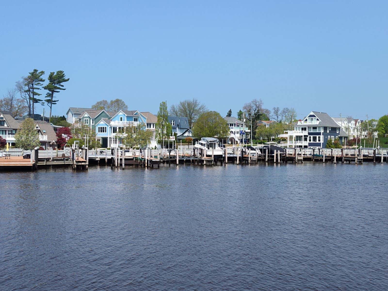 South Haven Riverfront as seen from the water