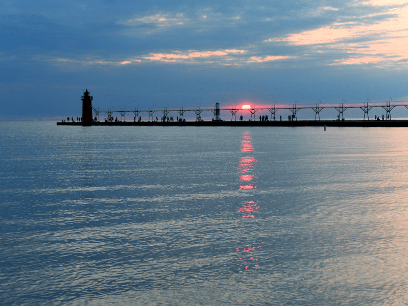 South haven South Pier Lighthouse at Sunset