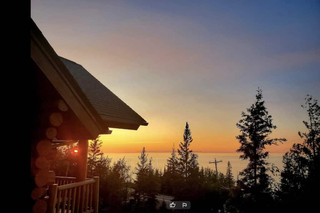 Sunset views from the deck at Dapple Gray B&B