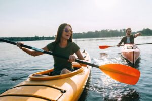 Kayaking Lake Superior with a young fun loving couple while staying in Oscoda