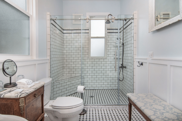 Tiled shower at the Lamplighter B&B