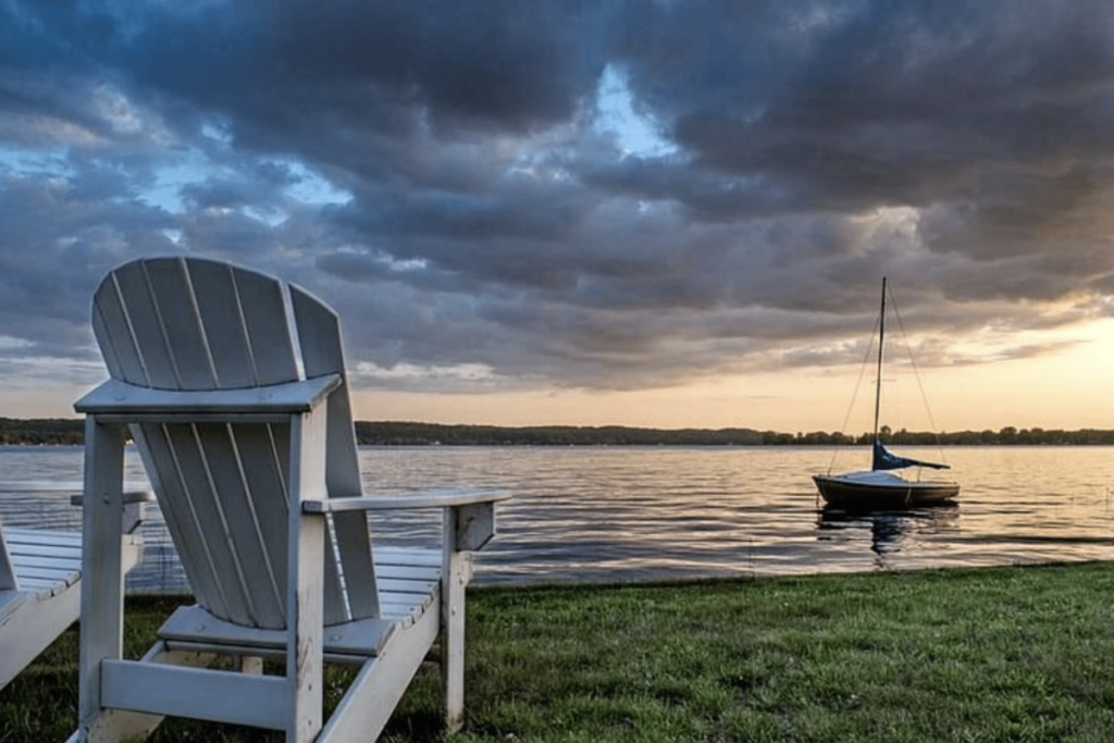 Adirondack Chair beside the lake at Canfield House B&B