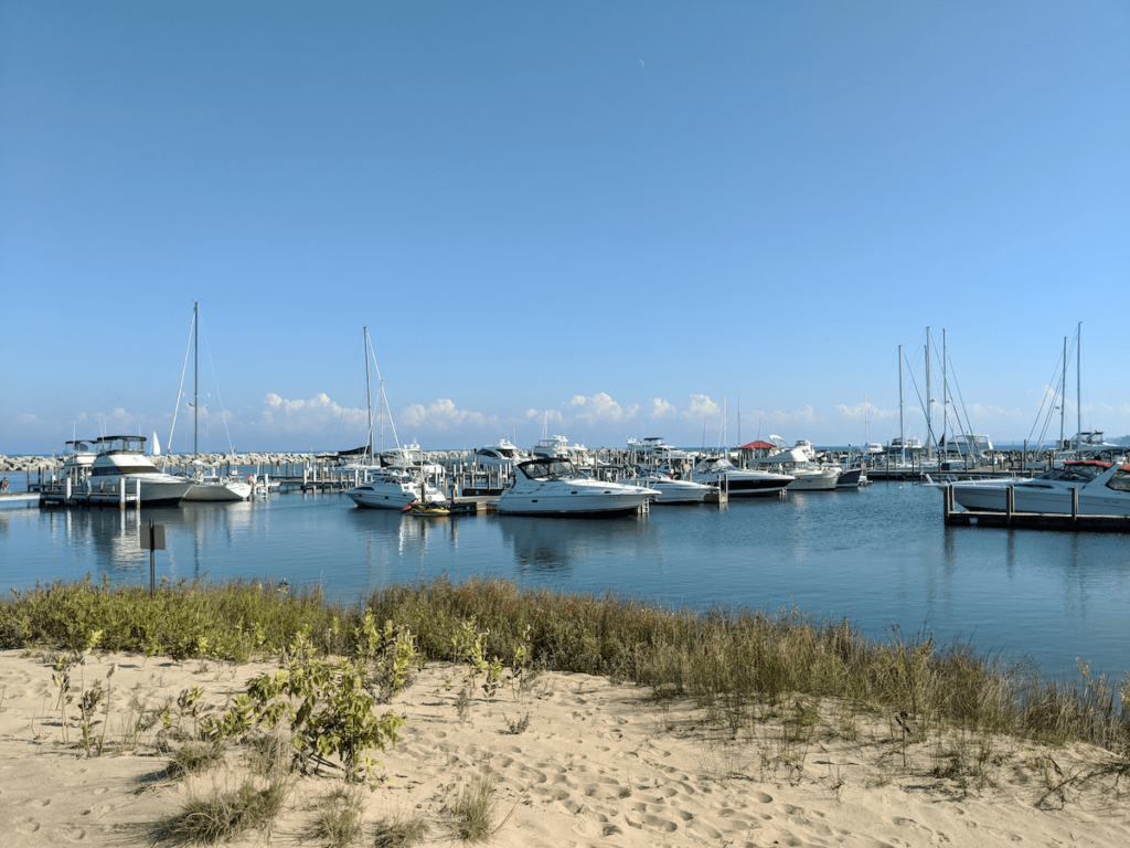 Boats moored at Lexington Harbor