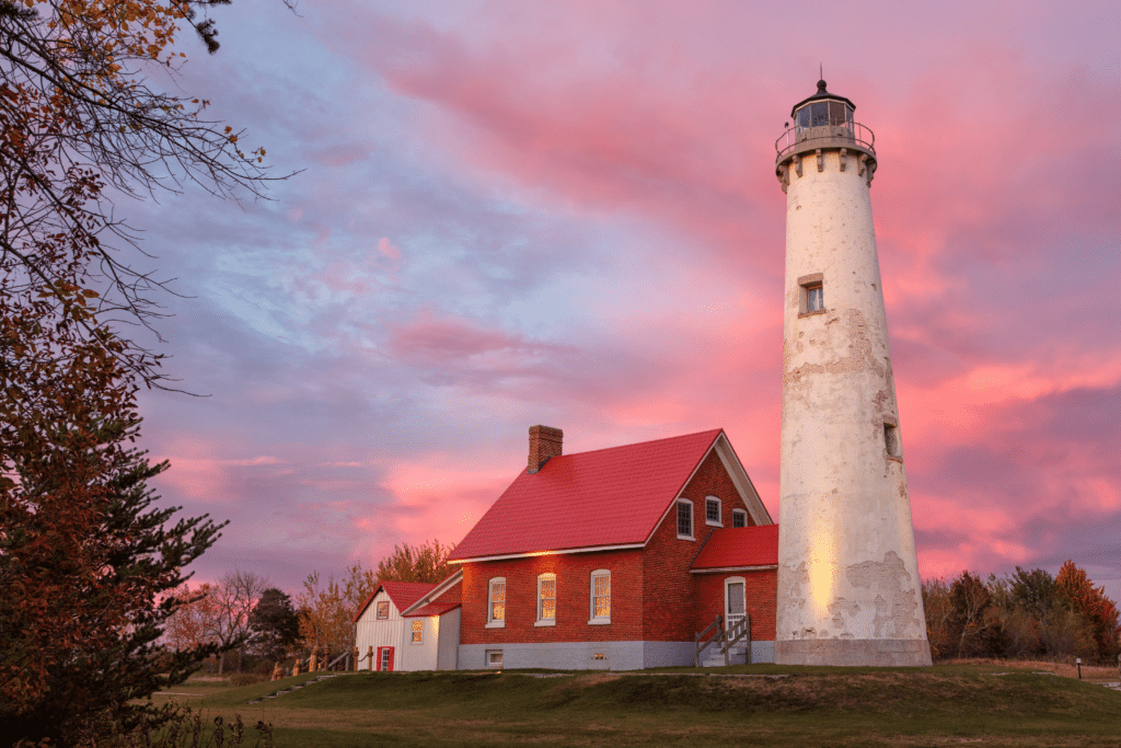 East Tawas Lighthouse at sunset