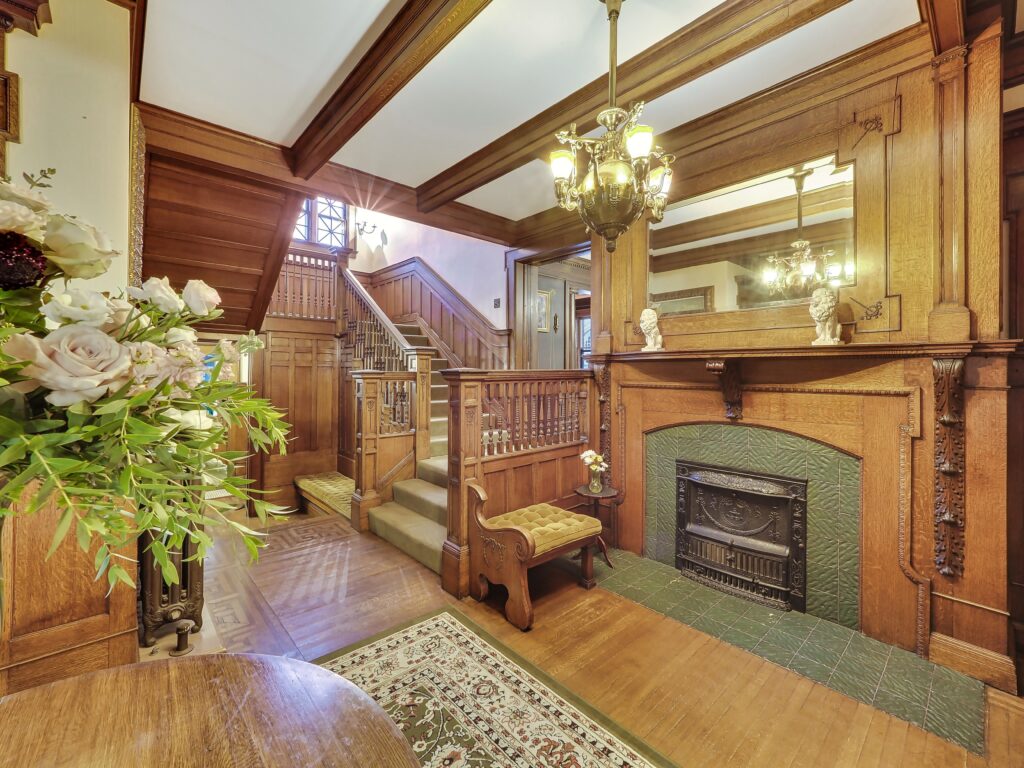 Grand staircase at the Cartier Mansion