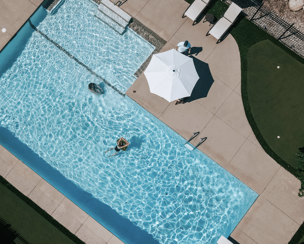 Aerial shot of the pool at InisFree