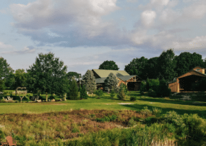 Inisfree pond with a backdrop of the 20 acre property