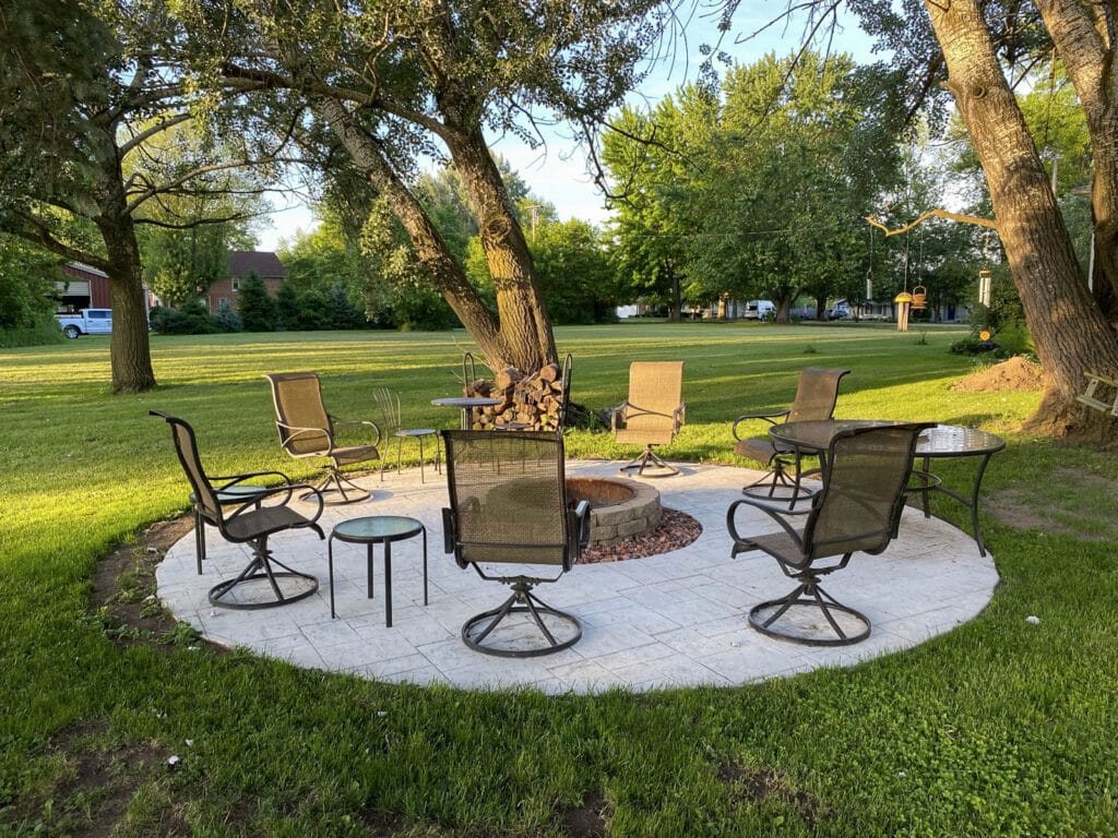 Firepit and chairs at the Vines B&B